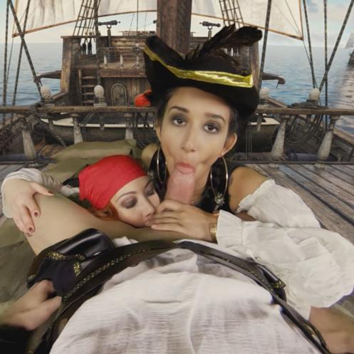 Lucky captain fucking gorgeous Darce Lee and Foxy Sanie on the deck VR Porn Video